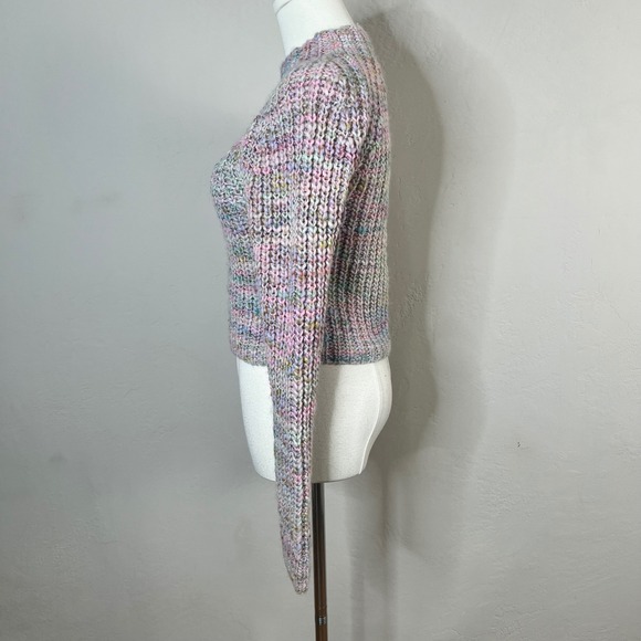 Aritzia Wilfred Free Chunky Knit Rainbow Speckled‎ Mock Neck Cropped Sweater XS - Picture 3 of 10